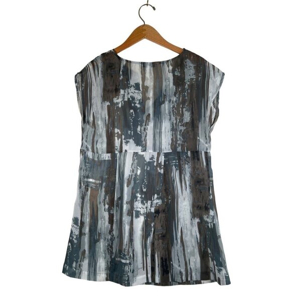 Cabi Womens Size L Tunic Top Sleeveless Sheer Earthy Colors in an Abstract Print - Picture 10 of 13